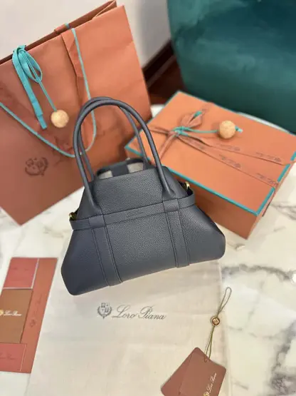 Replica Loro Piana Small Ghiera Shopper Bag Blue Navy - Image 3