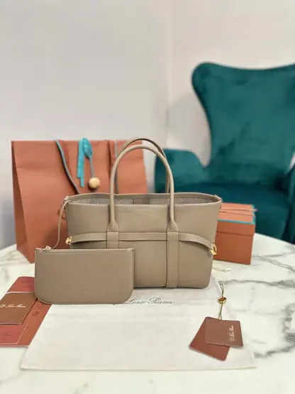 Replica Loro Piana Small Ghiera Shopper Bag Dried Taragon - Image 2