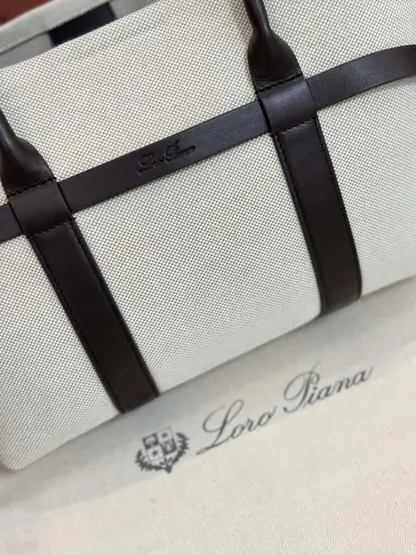 Replica Loro Piana Small Ghiera Shopper Bag Milk Amber-Dark Chocolate Licorice - Image 7