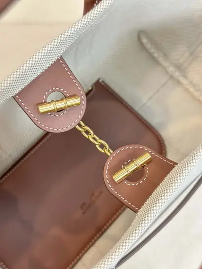 Replica Loro Piana Small Ghiera Shopper Bag Natural/Caramel Sugar - Image 4