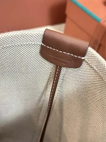 Replica Loro Piana Small Ghiera Shopper Bag Natural/Caramel Sugar - Image 6