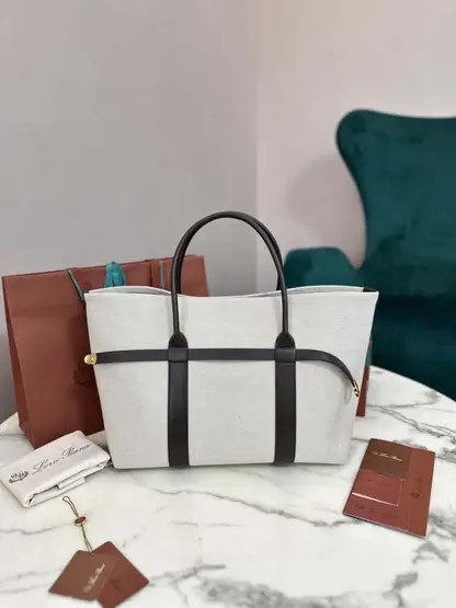 Replica Loro Piana Large Ghiera Shopper Bag Milk Amber-Dark Chocolate Licorice - Image 3