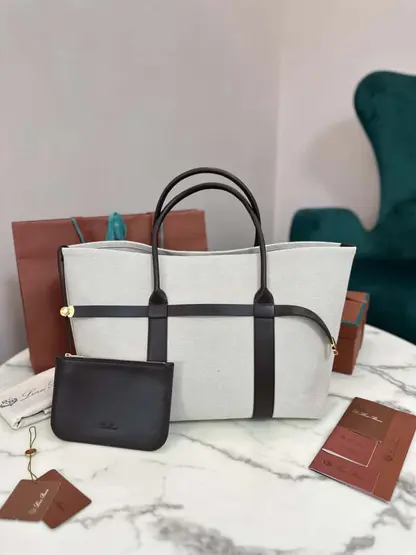 Replica Loro Piana Large Ghiera Shopper Bag Milk Amber-Dark Chocolate Licorice - Image 2