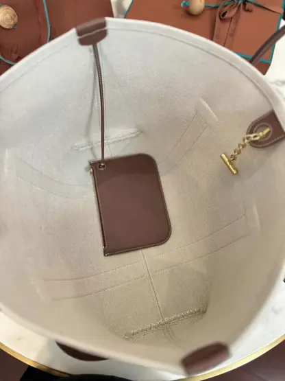 Replica Loro Piana Large Ghiera Shopper Bag Natural/Caramel Sugar - Image 9