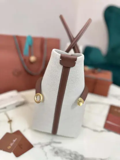 Replica Loro Piana Large Ghiera Shopper Bag Natural/Caramel Sugar - Image 10