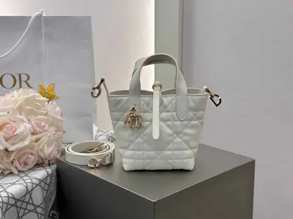 Replica Dior Toujours Vertical Nano Tote Bag in White