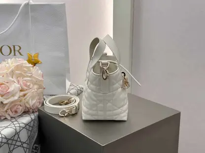 Replica Dior Toujours Vertical Nano Tote Bag in White - Image 4