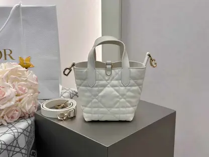 Replica Dior Toujours Vertical Nano Tote Bag in White - Image 6