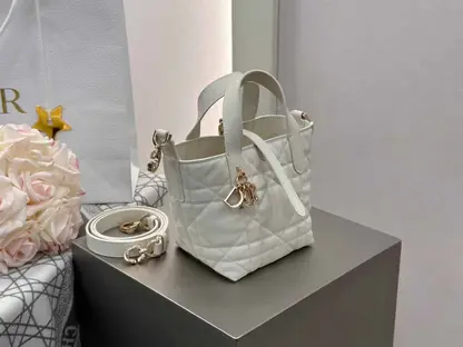 Replica Dior Toujours Vertical Nano Tote Bag in White - Image 7