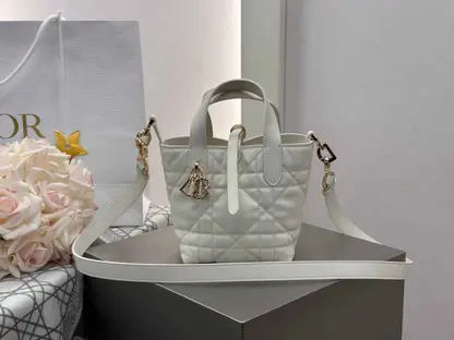 Replica Dior Toujours Vertical Nano Tote Bag in White - Image 8