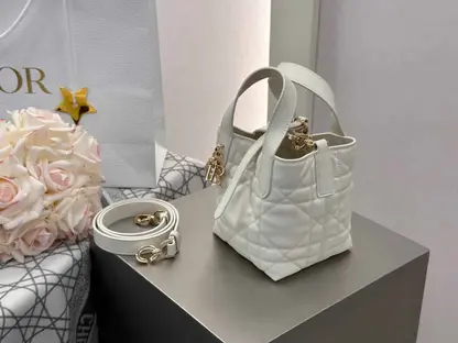 Replica Dior Toujours Vertical Nano Tote Bag in White - Image 2