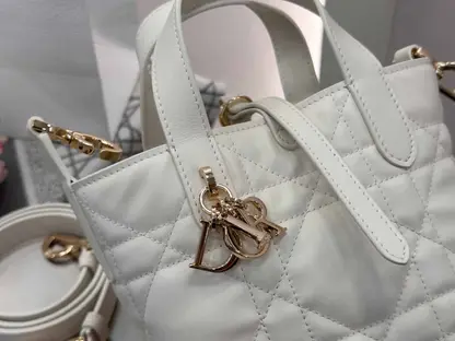 Replica Dior Toujours Vertical Nano Tote Bag in White - Image 14