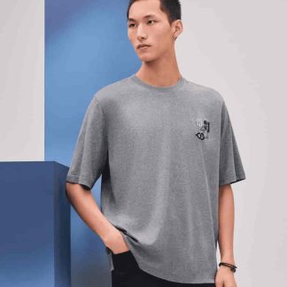 Replica Hermes "H Puzzle" t-shirt with leather detail Gray