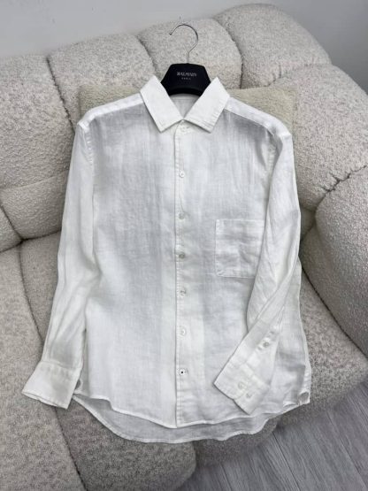 Replica Loro Piana Linen André Shirt in White - Image 8