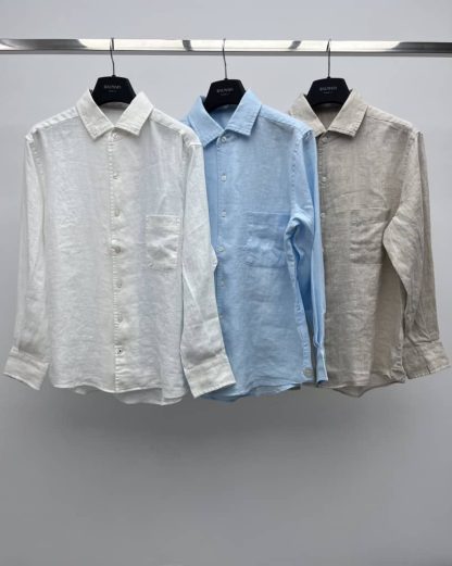 Replica Loro Piana Linen André Shirt in Light Blue - Image 10