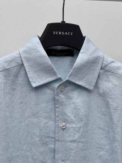 Replica Loro Piana Linen André Shirt in Light Blue - Image 7