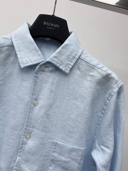 Replica Loro Piana Linen André Shirt in Light Blue - Image 5