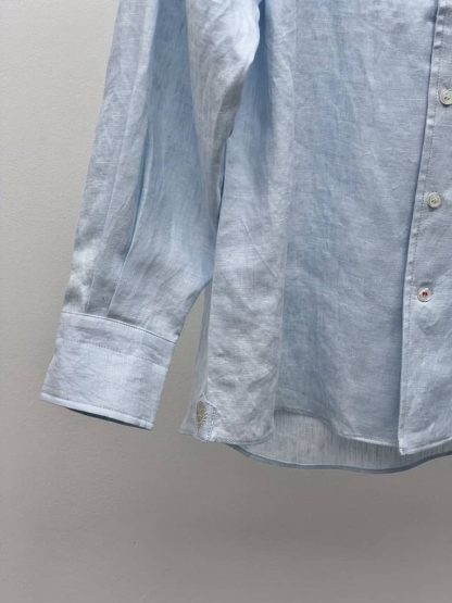 Replica Loro Piana Linen André Shirt in Light Blue - Image 4