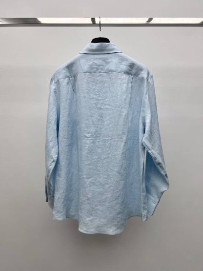 Replica Loro Piana Linen André Shirt in Light Blue - Image 2