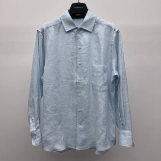 Replica Loro Piana Linen André Shirt in Light Blue