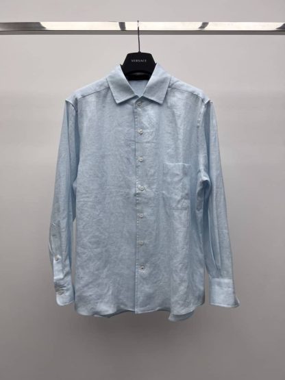 Replica Loro Piana Linen André Shirt in Light Blue