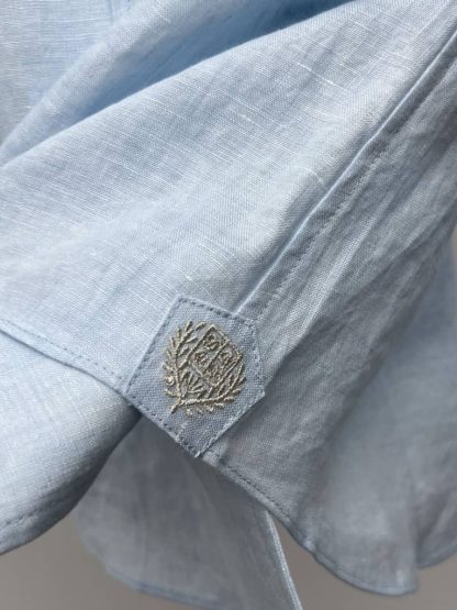 Replica Loro Piana Linen André Shirt in Light Blue - Image 9