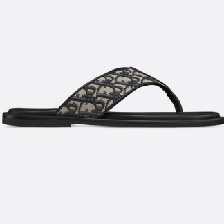 Replica Men's Dior Aqua Sandal Black Dior Oblique Jacquard