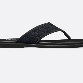 Replica Men's Dior Aqua Sandal Black Dior Oblique Jacquard