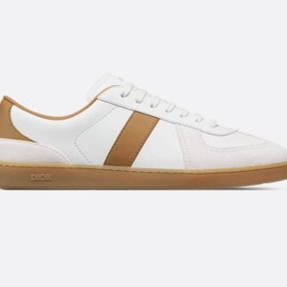 Replica Dior B01 Matchpoint Sneaker Cognac and White Smooth Calfskin with White Suede