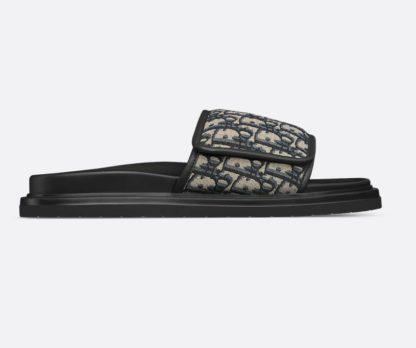 Replica Men's Dior Aqua Sandal Beige and Black Dior Oblique Jacquard