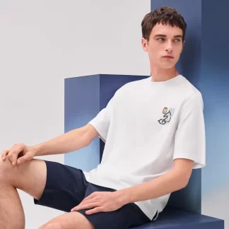 Replica Hermes "H Puzzle" t-shirt with leather detail White