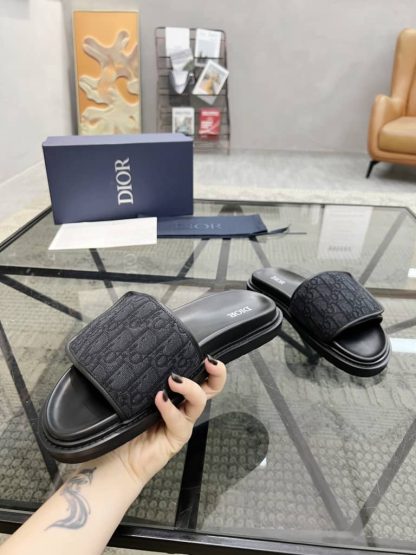 Replica Men's Dior Aqua Sandal Black Dior Oblique Jacquard - Image 10