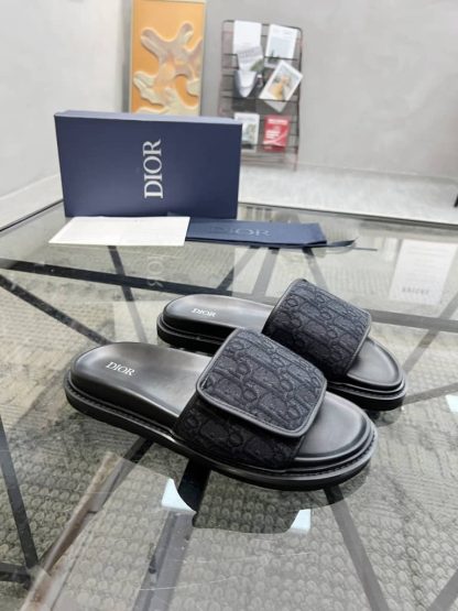 Replica Men's Dior Aqua Sandal Black Dior Oblique Jacquard - Image 4