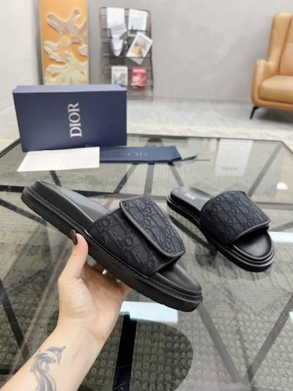 Replica Men's Dior Aqua Sandal Black Dior Oblique Jacquard - Image 3