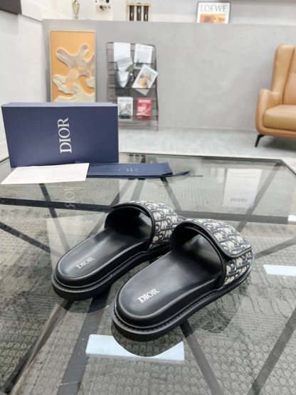 Replica Men's Dior Aqua Sandal Beige and Black Dior Oblique Jacquard - Image 4