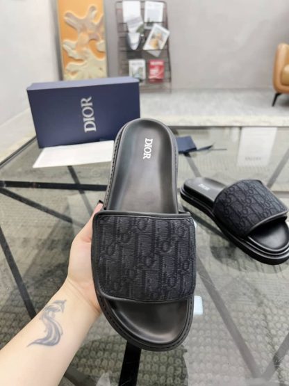 Replica Men's Dior Aqua Sandal Black Dior Oblique Jacquard - Image 9