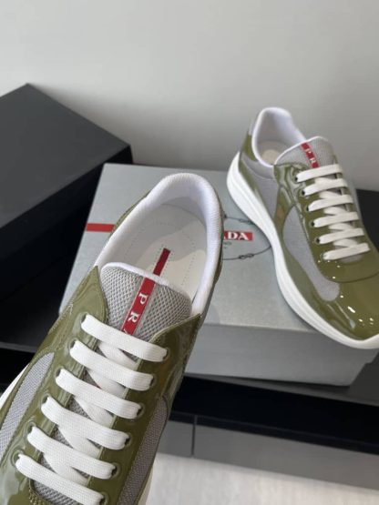 Replica Patent leather and technical fabric Prada America's Cup sneakers Loden Green - Image 5