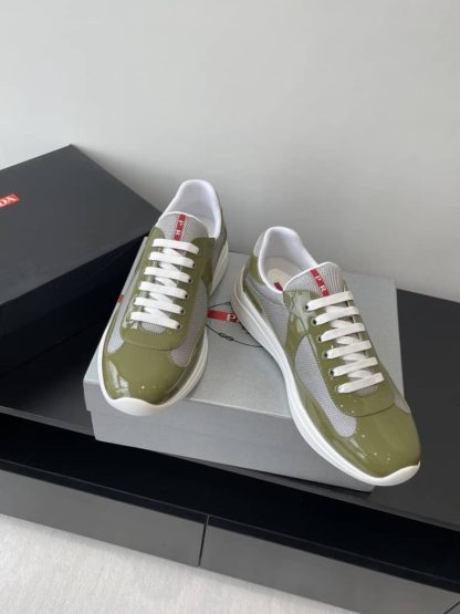 Replica Patent leather and technical fabric Prada America's Cup sneakers Loden Green - Image 3