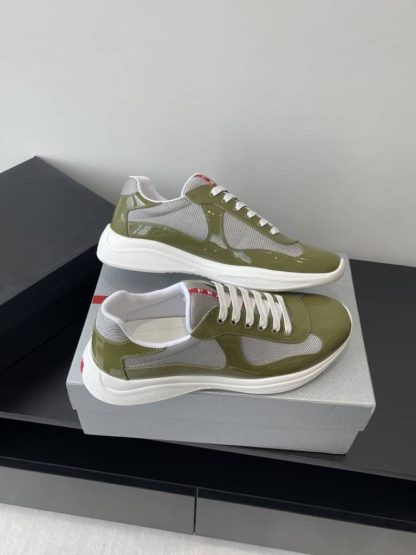 Replica Patent leather and technical fabric Prada America's Cup sneakers Loden Green - Image 7