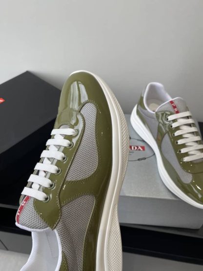 Replica Patent leather and technical fabric Prada America's Cup sneakers Loden Green - Image 6