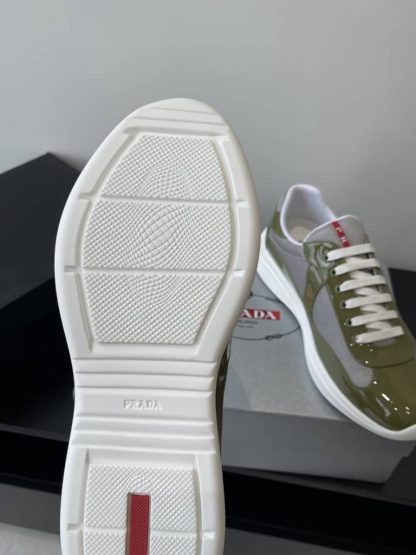Replica Patent leather and technical fabric Prada America's Cup sneakers Loden Green - Image 9