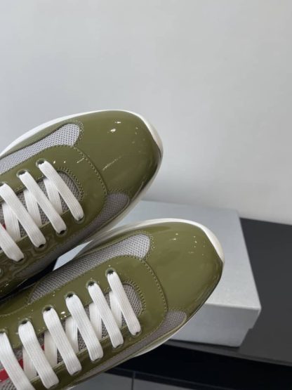 Replica Patent leather and technical fabric Prada America's Cup sneakers Loden Green - Image 8