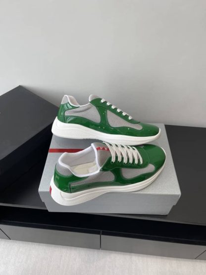 Replica Patent leather and technical fabric Prada America's Cup sneakers Green - Image 4