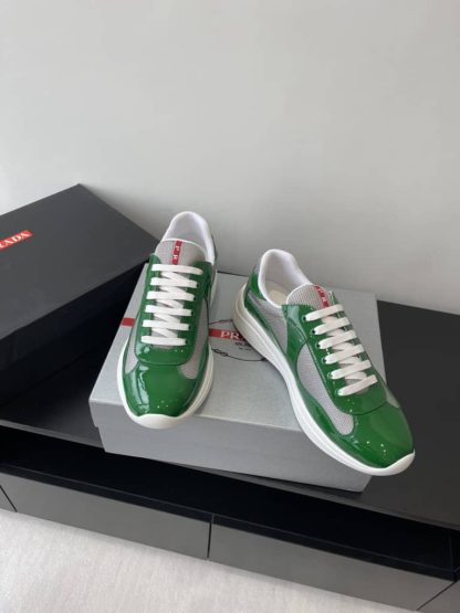 Replica Patent leather and technical fabric Prada America's Cup sneakers Green - Image 8