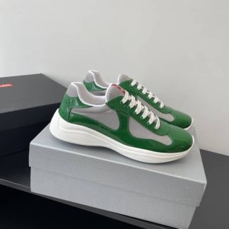 Replica Patent leather and technical fabric Prada America's Cup sneakers Green