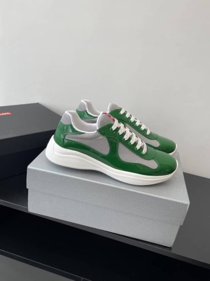 Replica Patent leather and technical fabric Prada America's Cup sneakers Green