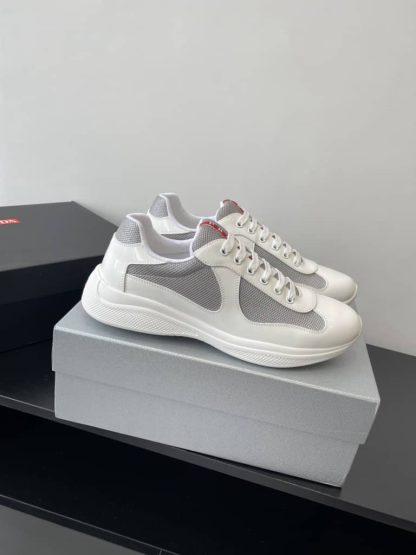 Replica Patent leather and technical fabric Prada America's Cup sneakers White