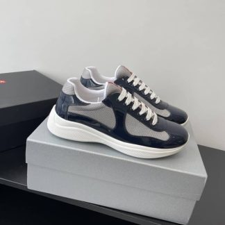 Replica Patent leather and technical fabric Prada America's Cup sneakers Royal Blue