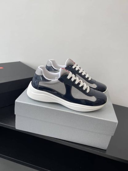 Replica Patent leather and technical fabric Prada America's Cup sneakers Royal Blue
