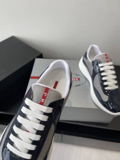 Replica Patent leather and technical fabric Prada America's Cup sneakers Royal Blue - Image 4